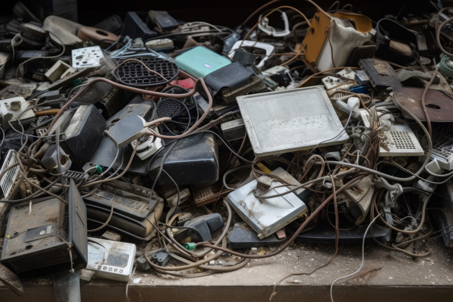 Old electronic waste. Device junk.